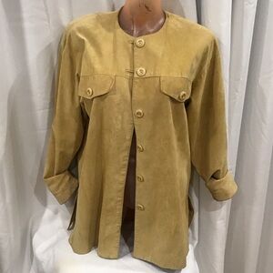Danier leather suede Vintage Women's Utility Jacket in Tan- Y2K - boho- cowgirl